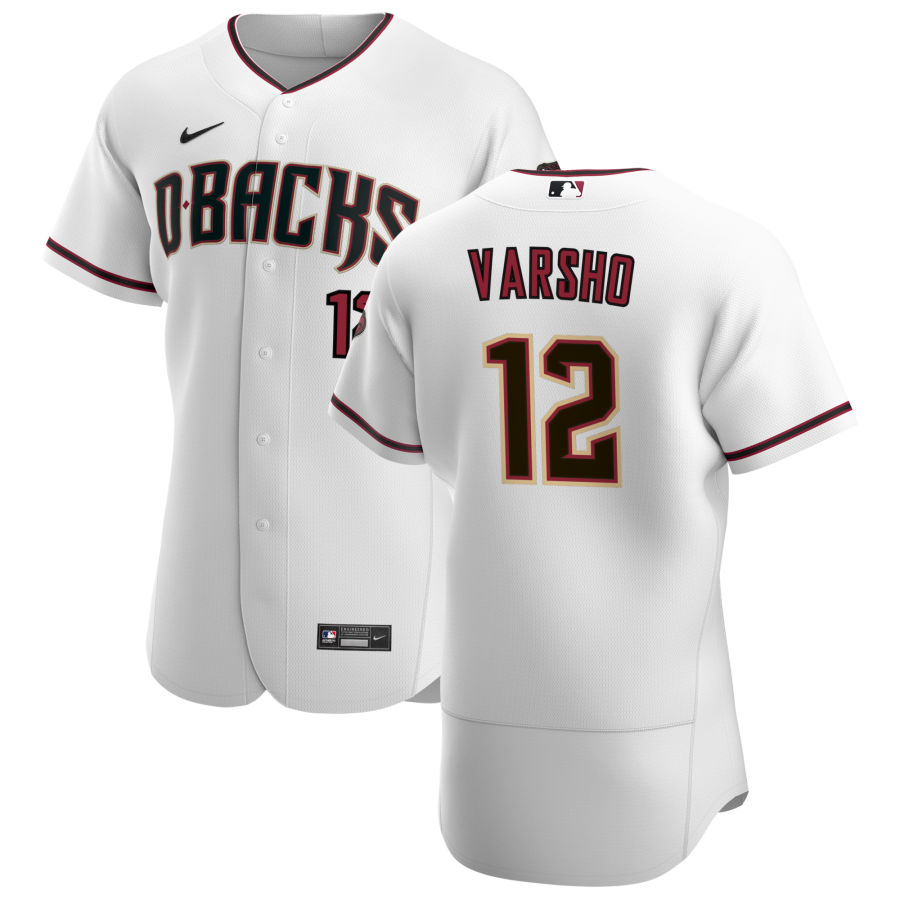 Arizona Diamondbacks #12 Daulton Varsho Men's Nike White Crimson Authentic Home Team MLB Jersey Arizona Diamondbacks #12 Daulton Varsho Men's Nike White Crimson Authentic Home Team MLB Jersey