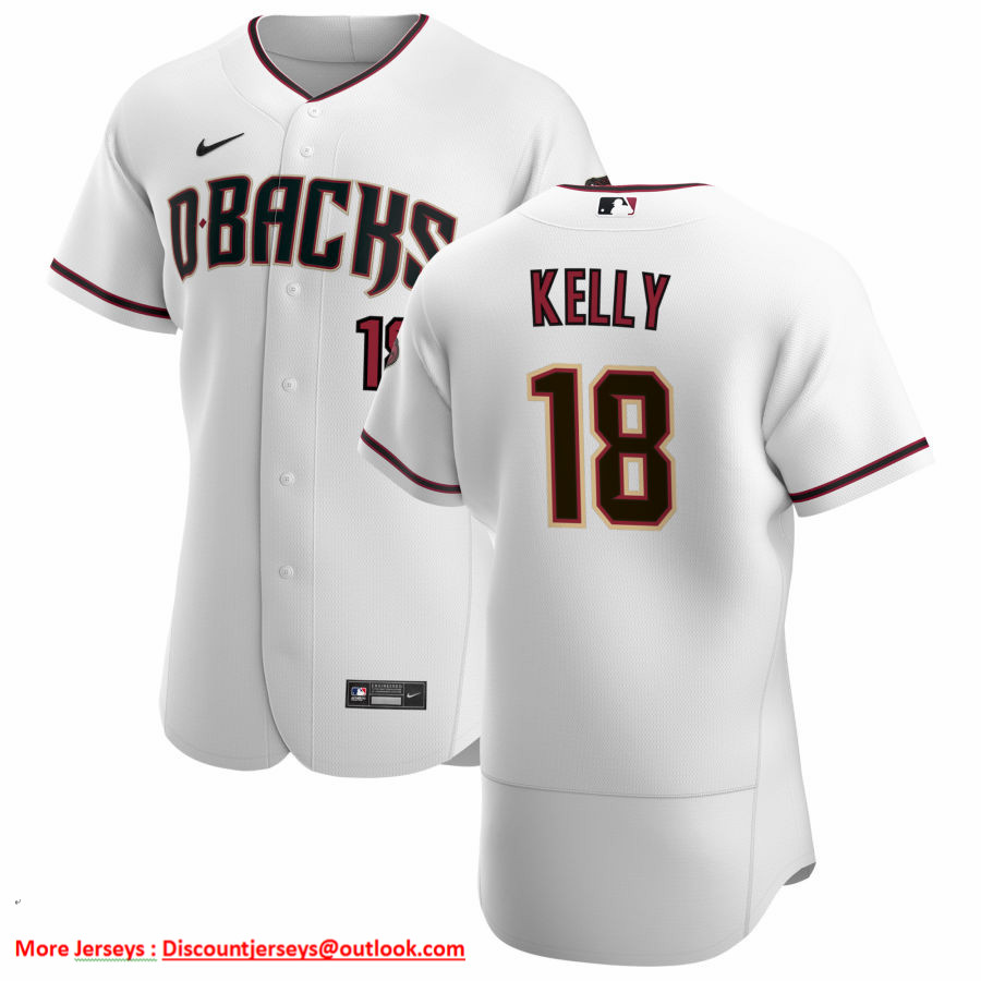 Arizona Diamondbacks #18 Carson Kelly Men's Nike White Crimson Authentic Home Team MLB Jersey Arizona Diamondbacks #18 Carson Kelly Men's Nike White Crimson Authentic Home Team MLB Jersey