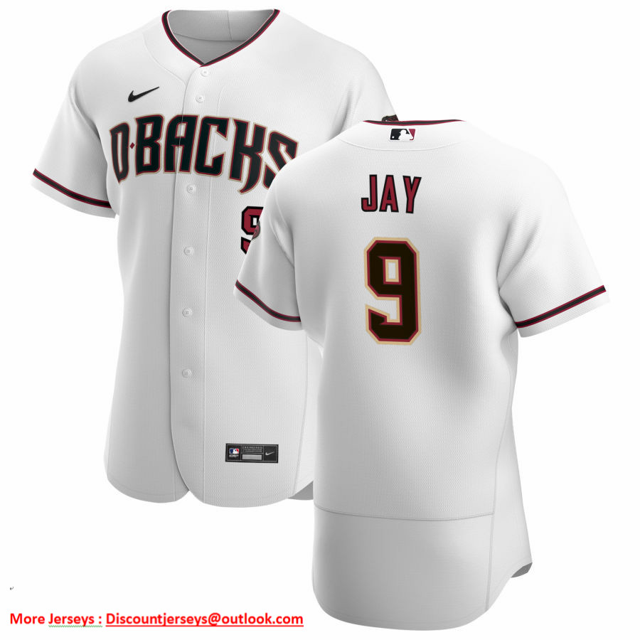 Arizona Diamondbacks #9 Jon Jay Men's Nike White Crimson Authentic Home Team MLB Jersey
