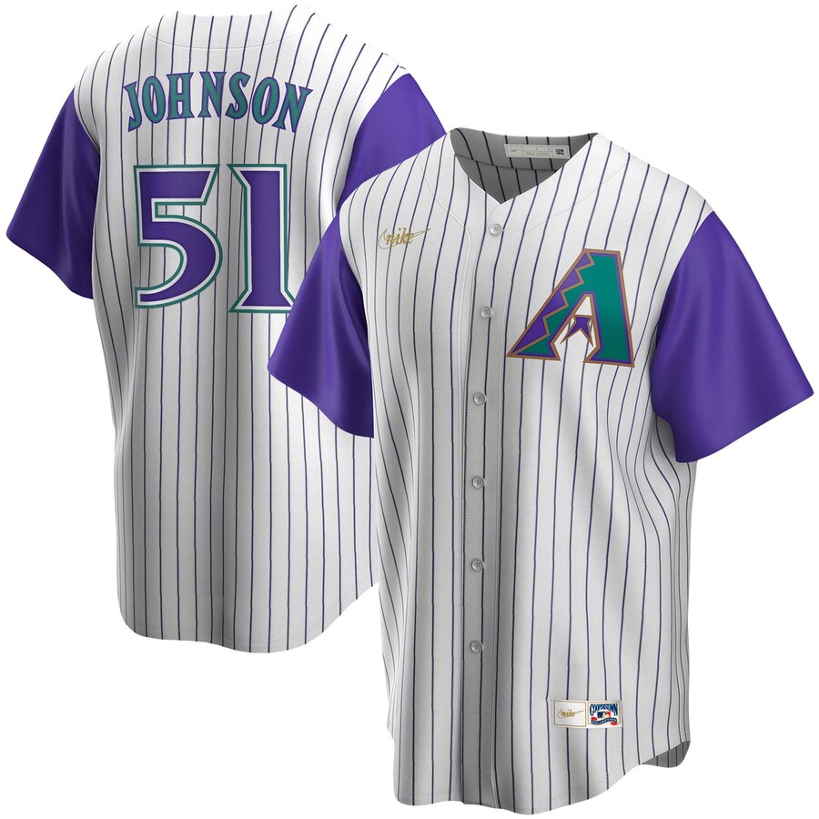 Arizona Diamondbacks #51 Randy Johnson Nike Alternate Cooperstown Collection Player MLB Jersey Cream Purple Arizona Diamondbacks #51 Randy Johnson Nike Alternate Cooperstown Collection Player MLB Jersey Cream Purple