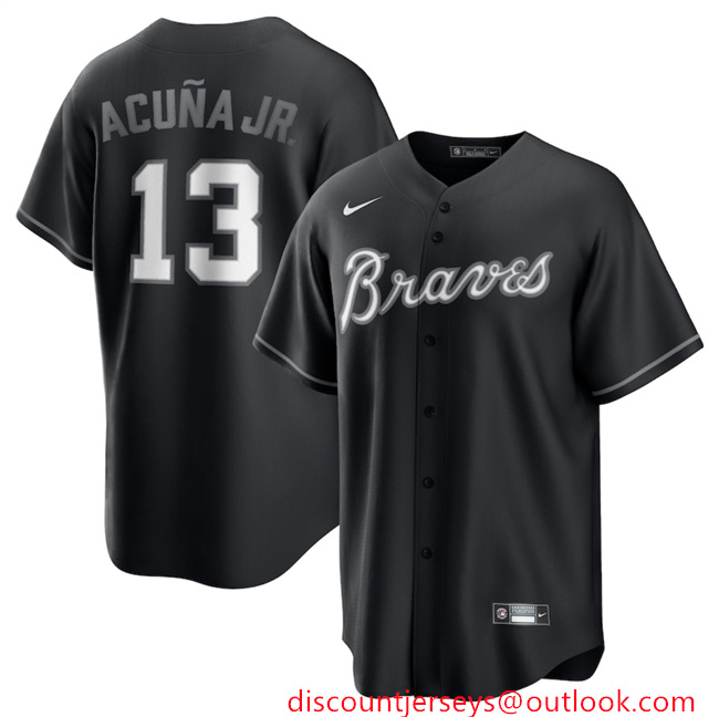 Men's Atlanta Braves Active Player Custom Black Lights Out Limited Stitched Baseball Jersey