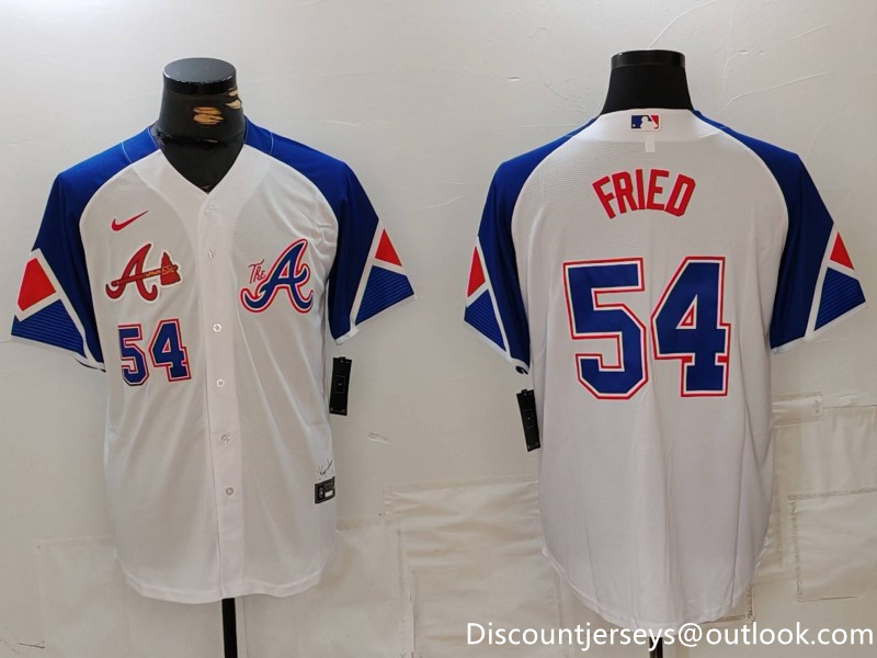 MLB Braves 54 Max Fried White City Connect Nike Cool Base Men Jersey 5