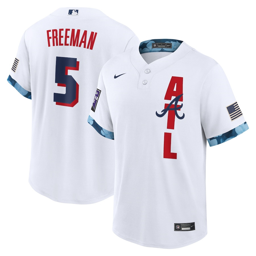 Men's Atlanta Braves Freddie Freeman Nike White 2021 MLB All-Star Game Replica Player Jersey Men's Atlanta Braves Freddie Freeman Nike White 2021 MLB All-Star Game Replica Player Jersey