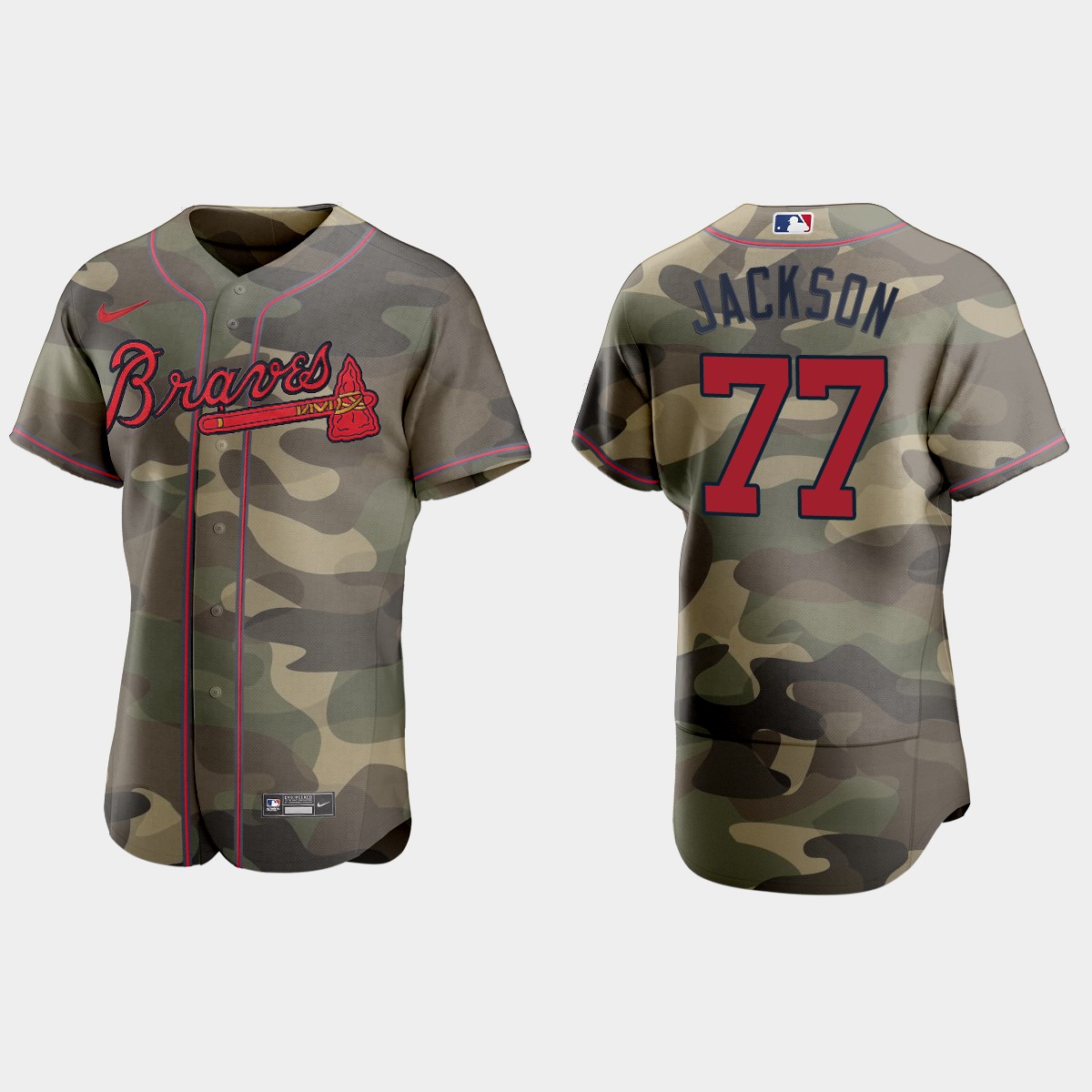 Atlanta Braves #77 Luke Jackson Men's Nike 2021 Armed Forces Day Authentic MLB Jersey -Camo