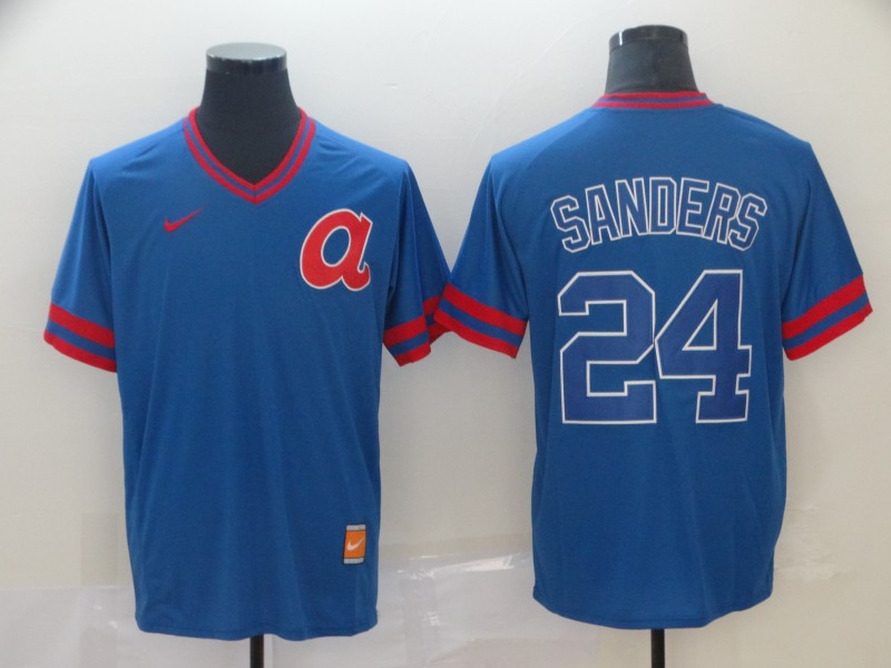Braves 24 Deion Sanders Blue Throwback Jersey Braves 24 Deion Sanders Blue Throwback Jersey