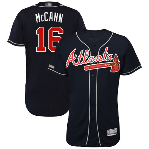 Braves #16 Brian McCann Navy Blue Flexbase Authentic Collection Stitched Baseball Jersey Braves #16 Brian McCann Navy Blue Flexbase Authentic Collection Stitched Baseball Jersey