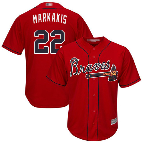 Braves #22 Nick Markakis Red Cool Base Stitched Baseball Jersey Braves #22 Nick Markakis Red Cool Base Stitched Baseball Jersey