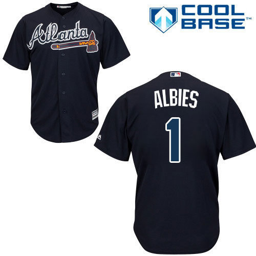 Braves #1 Ozzie Albies Blue New Cool Base Stitched Baseball Jersey Braves #1 Ozzie Albies Blue New Cool Base Stitched Baseball Jersey