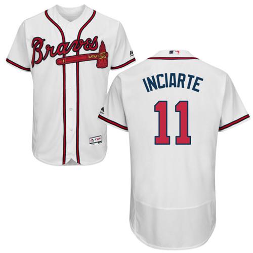 Braves #11 Ender Inciarte White Flexbase Authentic Collection Stitched MLB Jersey Braves #11 Ender Inciarte White Flexbase Authentic Collection Stitched MLB Jersey