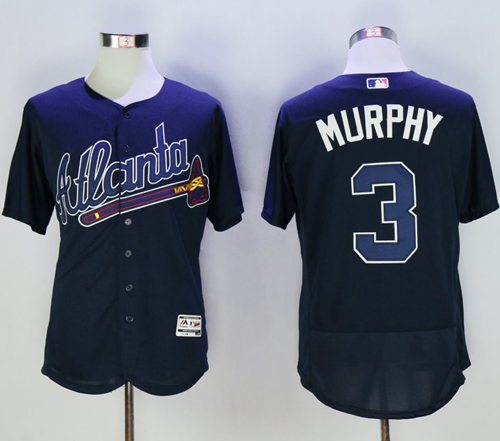 Braves #3 Dale Murphy Navy Blue Flexbase Authentic Collection Stitched MLB Jersey Braves #3 Dale Murphy Navy Blue Flexbase Authentic Collection Stitched MLB Jersey