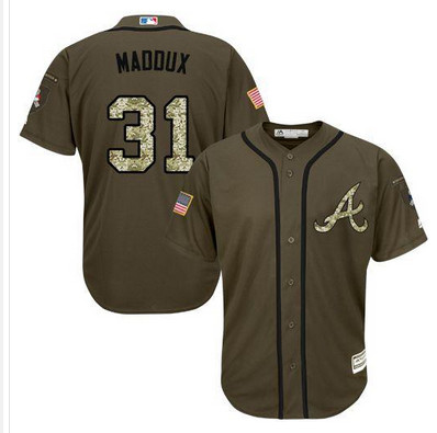 Braves #31 Greg Maddux Green Salute to Service Stitched MLB Jersey