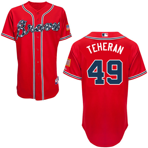 Atlanta Braves #49 Teheran Gonzalez Red Authentic Personalized Alternate Jersey Atlanta Braves #49 Teheran Gonzalez Red Authentic Personalized Alternate Jersey