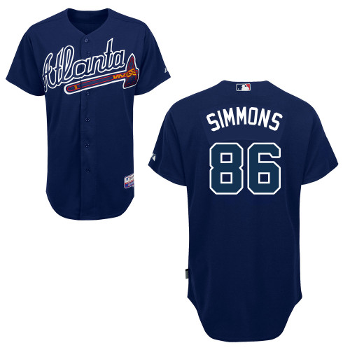 Atlanta Braves #86 Simmons Blue Authentic Personalized Alternate Road Jersey