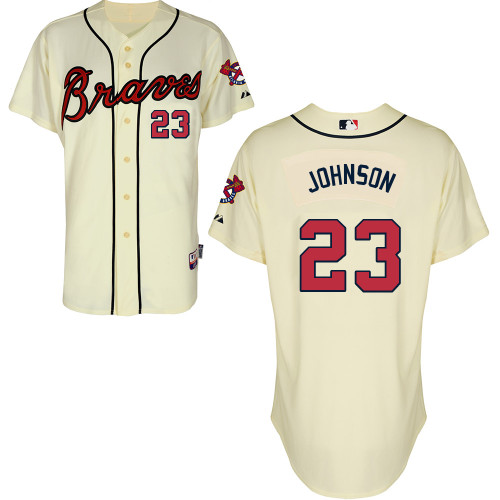 Atlanta Braves #23 Johnson Beige Authentic Personalized Alternate Jersey Atlanta Braves #23 Johnson Beige Authentic Personalized Alternate Jersey