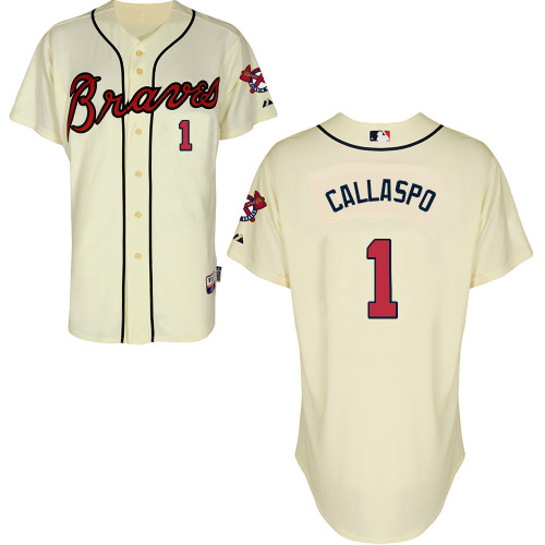Atlanta Braves #1 Callaspo Beige Authentic Personalized Alternate Jersey Atlanta Braves #1 Callaspo Beige Authentic Personalized Alternate Jersey
