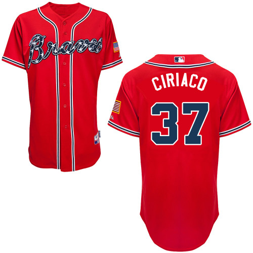 Atlanta Braves #37 Ciriaco Red Authentic Personalized Alternate Jersey