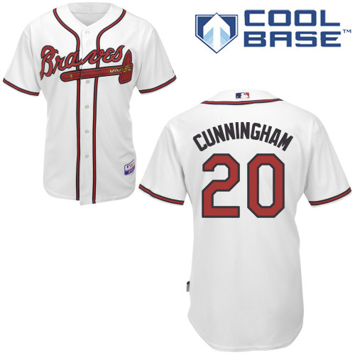 Atlanta Braves #20 Cunningham White Authentic Personalized Home Jersey Atlanta Braves #20 Cunningham White Authentic Personalized Home Jersey
