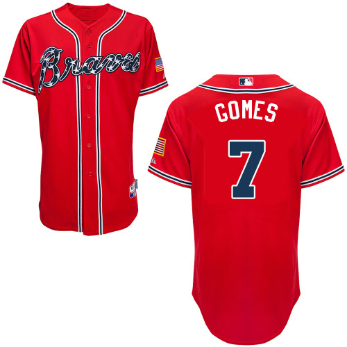 Atlanta Braves #7 Gomes Red Authentic Personalized Alternate Jersey Atlanta Braves #7 Gomes Red Authentic Personalized Alternate Jersey