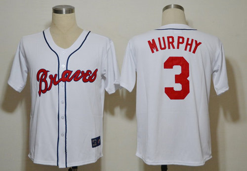 MLB Jerseys Atlanta Braves 3 Murphy White Jerseys