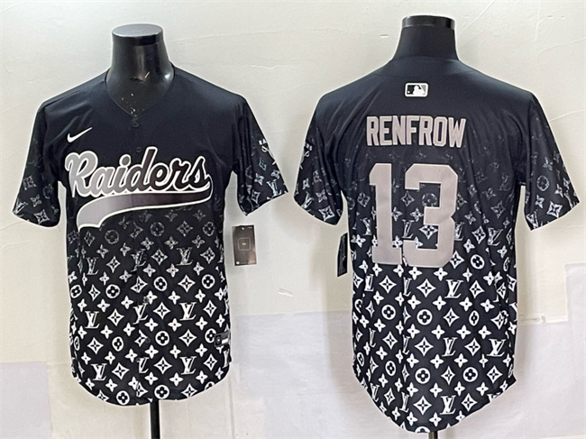 Men's Las Vegas Raiders #13 Hunter Renfrow Black Limited Stitched Baseball Jersey Men's Las Vegas Raiders #13 Hunter Renfrow Black Limited Stitched Baseball Jersey