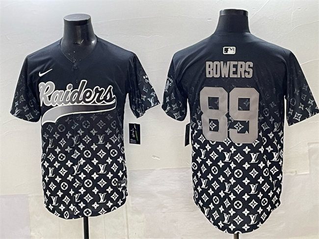 Men's Las Vegas Raiders #89 Brock Bowers Black Limited Stitched Baseball Jersey Men's Las Vegas Raiders #89 Brock Bowers Black Limited Stitched Baseball Jersey