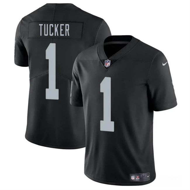 Men's Las Vegas Raiders #1 Tre Tucker Black 2025 Vapor Stitched Football Jersey Men's Las Vegas Raiders #1 Tre Tucker Black 2025 Vapor Stitched Football Jersey