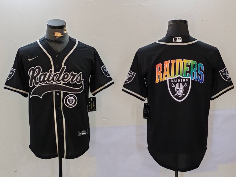 Men's Las Vegas Raiders Black Team Big Logo With Patch Cool Base Stitched Baseball Jersey 7 Men's Las Vegas Raiders Black Team Big Logo With Patch Cool Base Stitched Baseball Jersey 7