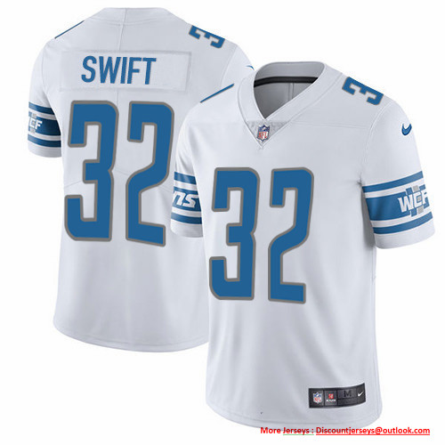 Nike Lions #32 D'Andre Swift White Men's Stitched NFL Vapor Untouchable Limited Jersey