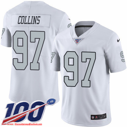 Nike Raiders #97 Maliek Collins White Men's Stitched NFL Limited Rush 100th Season Jersey