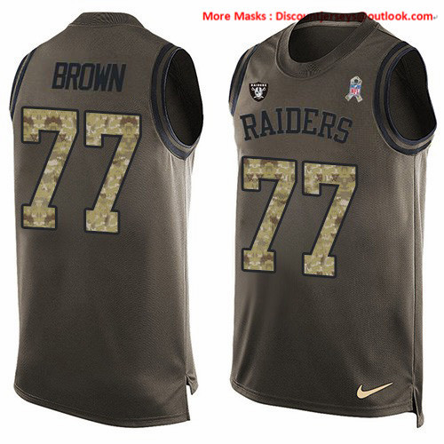 Nike Raiders #77 Trent Brown Green Men's Stitched NFL Limited Salute To Service Tank Top Jersey