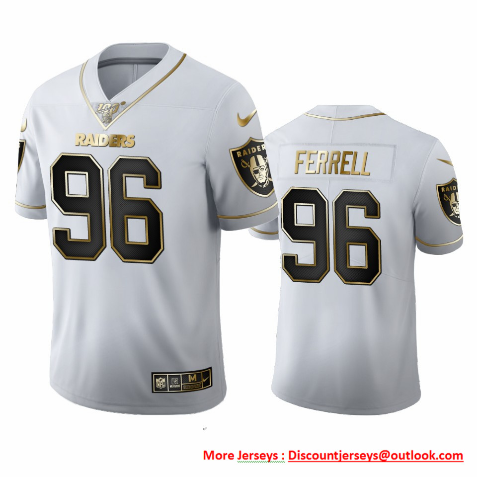 Las Vegas Raiders #96 Clelin Ferrell Men's Nike White Golden Edition Vapor Limited NFL 100 Jersey