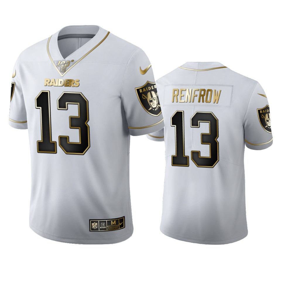 Las Vegas Raiders #13 Hunter Renfrow Men's Nike White Golden Edition Vapor Limited NFL 100 Jersey Las Vegas Raiders #13 Hunter Renfrow Men's Nike White Golden Edition Vapor Limited NFL 100 Jersey