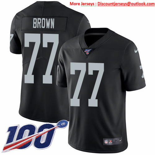 Nike Raiders #77 Trent Brown Black Team Color Men's Stitched NFL 100th Season Vapor Untouchable Limited Jersey
