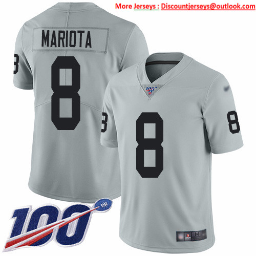 Nike Raiders #8 Marcus Mariota Silver Men's Stitched NFL Limited Inverted Legend 100th Season Jersey