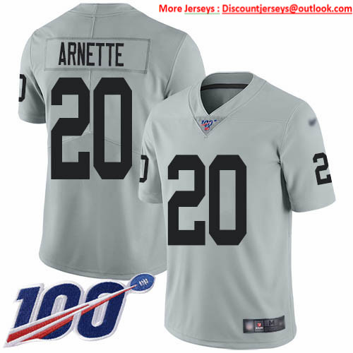 Nike Raiders #20 Damon Arnette Silver Men's Stitched NFL Limited Inverted Legend 100th Season Jersey