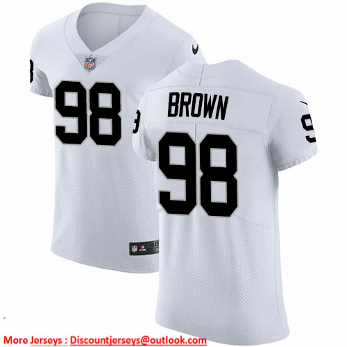 Nike Raiders #98 Trent Brown Hankins White Men's Stitched NFL Vapor Untouchable Elite Jersey