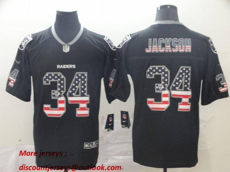 Nike Raiders 34 Bo Jackson Black USA Flag Fashion Limited Jersey