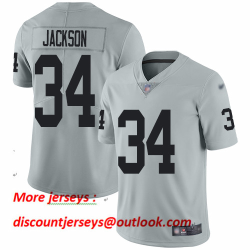 Raiders #34 Bo Jackson Silver Men's Stitched Football Limited Inverted Legend Jersey