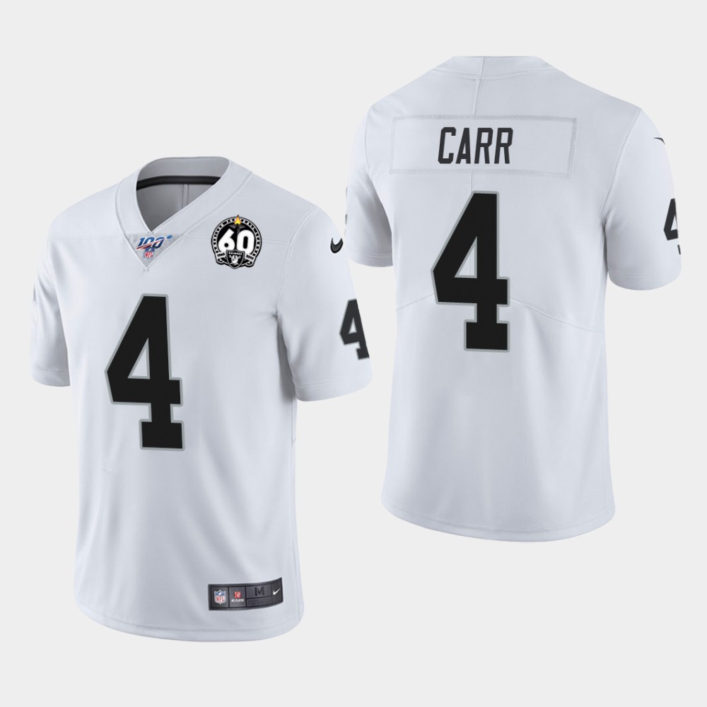 Men's Oakland Raiders #4 Derek Carr 100th and 60th Anniversary Vapor Limited Jersey - White