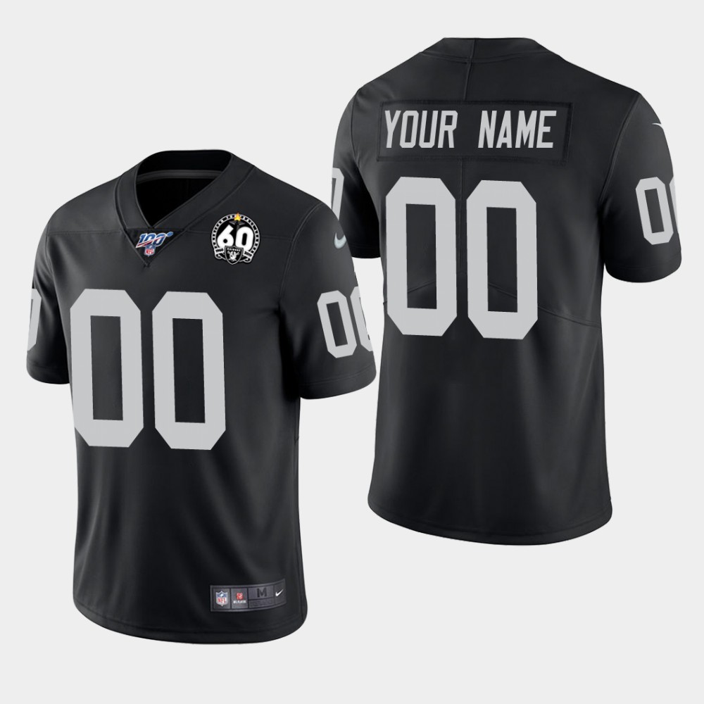 Men's Oakland Raiders #00 Custom 100th and 60th Anniversary Vapor Limited Jersey - Black