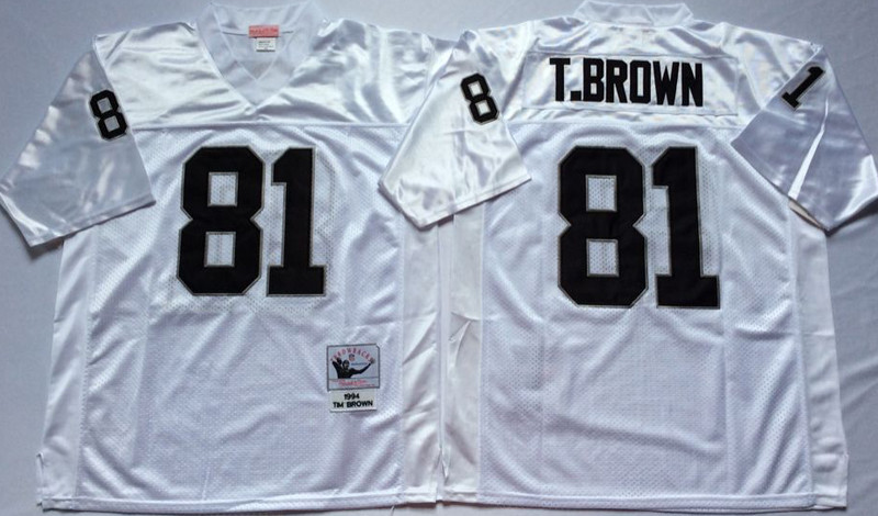 Mitchell And Ness Raiders #81 tim brown White Throwback Stitched NFL Jersey