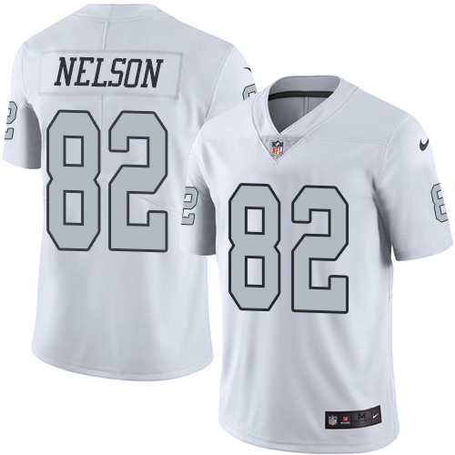 Nike Raiders #82 Jordy Nelson White Men's Stitched NFL Limited Rush Jersey Nike Raiders #82 Jordy Nelson White Men's Stitched NFL Limited Rush Jersey