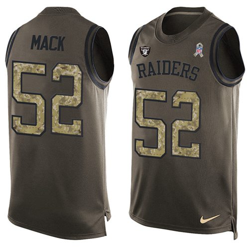 Nike Raiders #52 Khalil Mack Green Men's Stitched NFL Limited Salute To Service Tank Top Jersey Nike Raiders #52 Khalil Mack Green Men's Stitched NFL Limited Salute To Service Tank Top Jersey