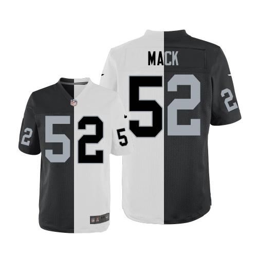 Nike Raiders #52 Khalil Mack White Black Men's Stitched NFL Elite Split Jersey Nike Raiders #52 Khalil Mack White Black Men's Stitched NFL Elite Split Jersey