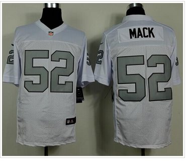 NEW Raiders #52 Khalil Mack White Silver No. Men's Stitched NFL Elite Jersey