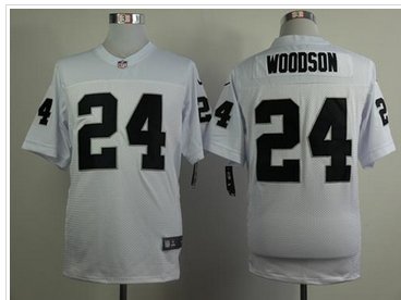 NEW Oakland Raiders#24 Charles Woodson White NFL Elite Jersey