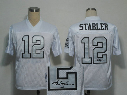 Oakland Raiders 12# Ken Stabler White Throwback Jersey(Signed Elite) Oakland Raiders 12# Ken Stabler White Throwback Jersey(Signed Elite)