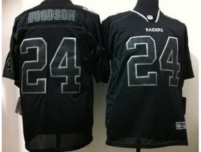 Nike Oakland Raiders 24 Charles Woodson Black Light Out Elite NFL Jerseys