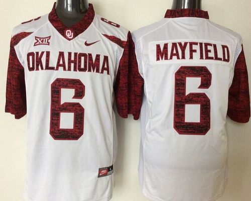 Sooners #6 Baker Mayfield White New XII Stitched NCAA Jersey Sooners #6 Baker Mayfield White New XII Stitched NCAA Jersey