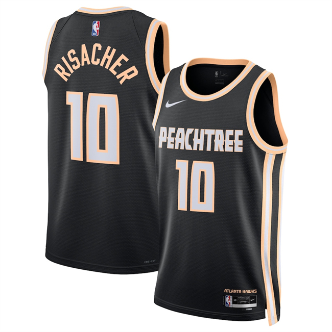 Men's Atlanta Hawks #10 Zaccharie Risacher Black 2025 26 City Edition Stitched Jersey